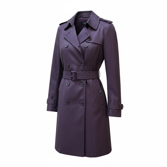 Lauren Ralph Lauren Jackets & Blazers - Lauren Ralph Lauren Women's Belted Water-Resistant Trench Coat in Pinot Noir